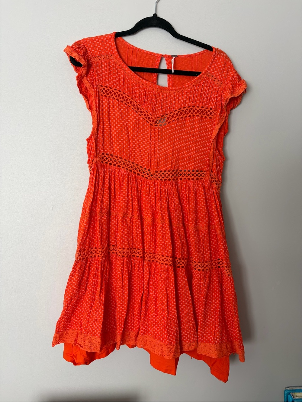 Free People orange Crochet-Trim Dress S